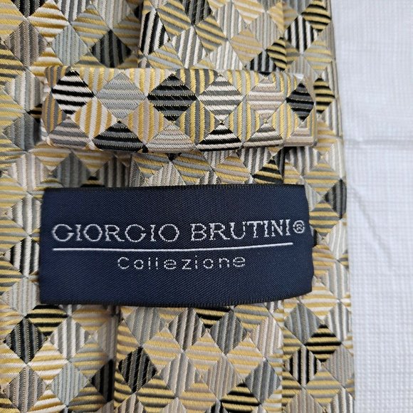 Men's Neck Tie 3.5 Inch Gold Yellow Green Silver necktie Giorgio Brutini - Picture 5 of 8